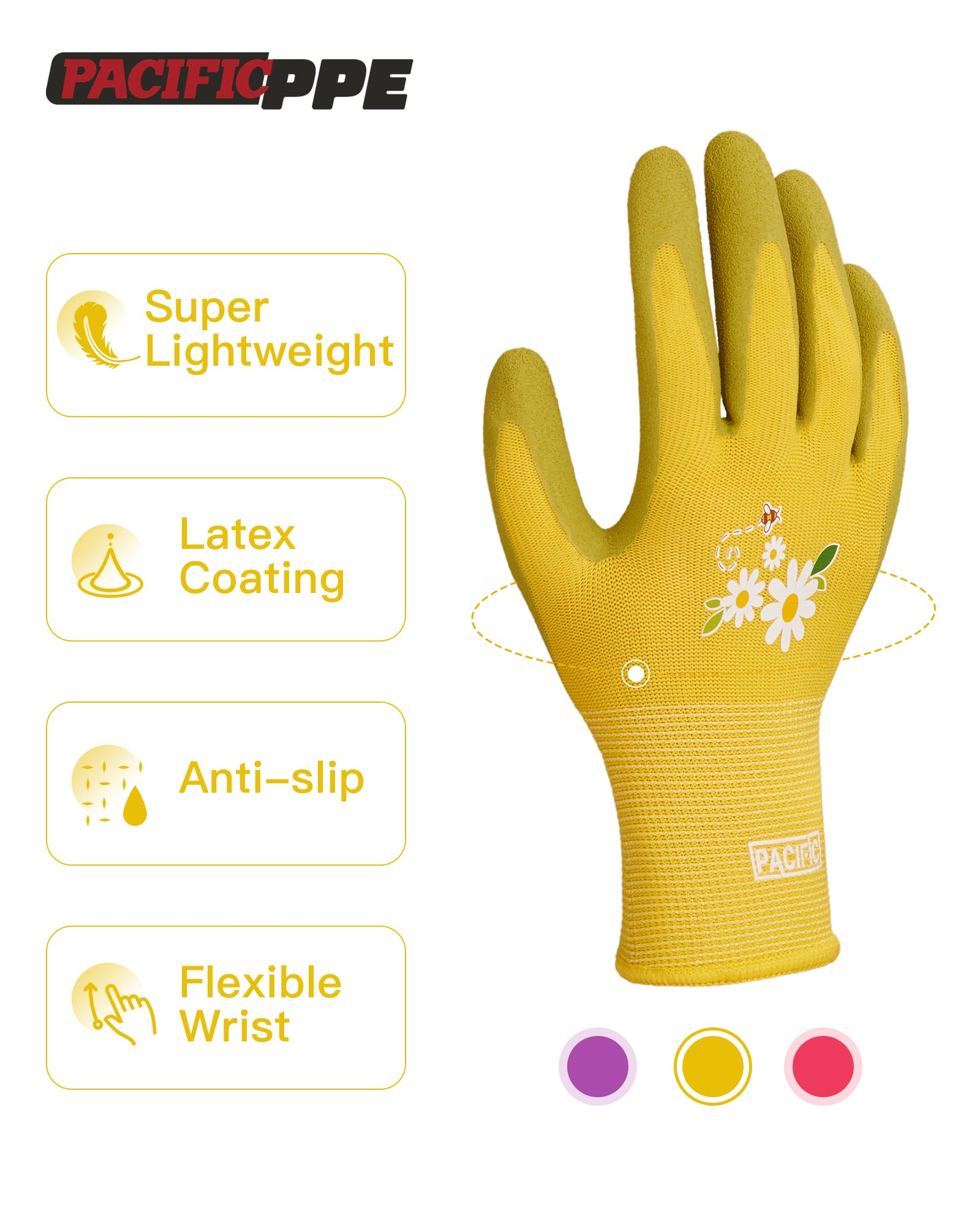 Guanti Da Giardinaggio Pacific 2 Paia - Donna, Rivestimento Gomma, Taglia Media, Viola E Rosso - Foto 8