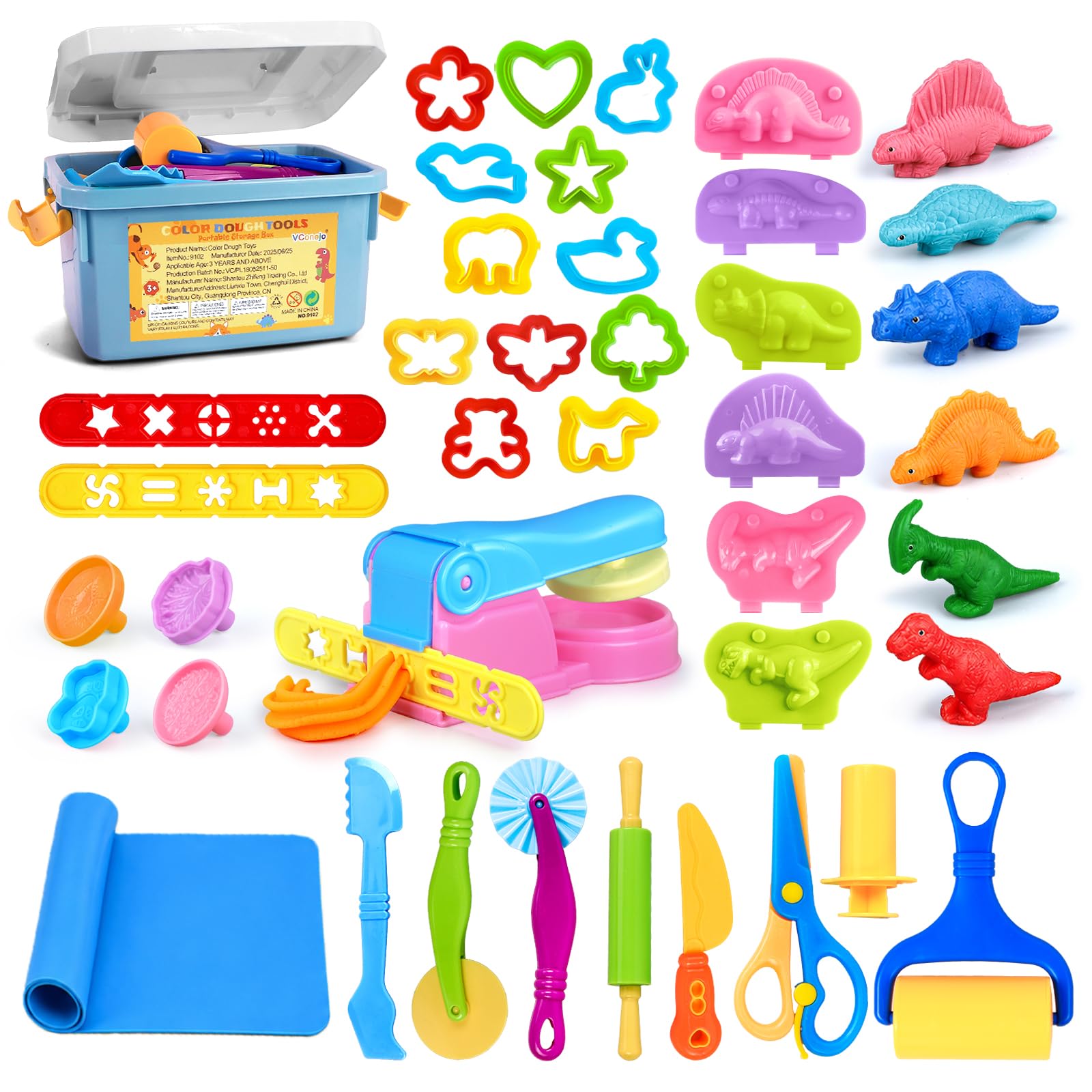 Dough Play Tools Sets for Kids, 35Pcs Clay and Dough Tools Accessories Set with Silicone…
