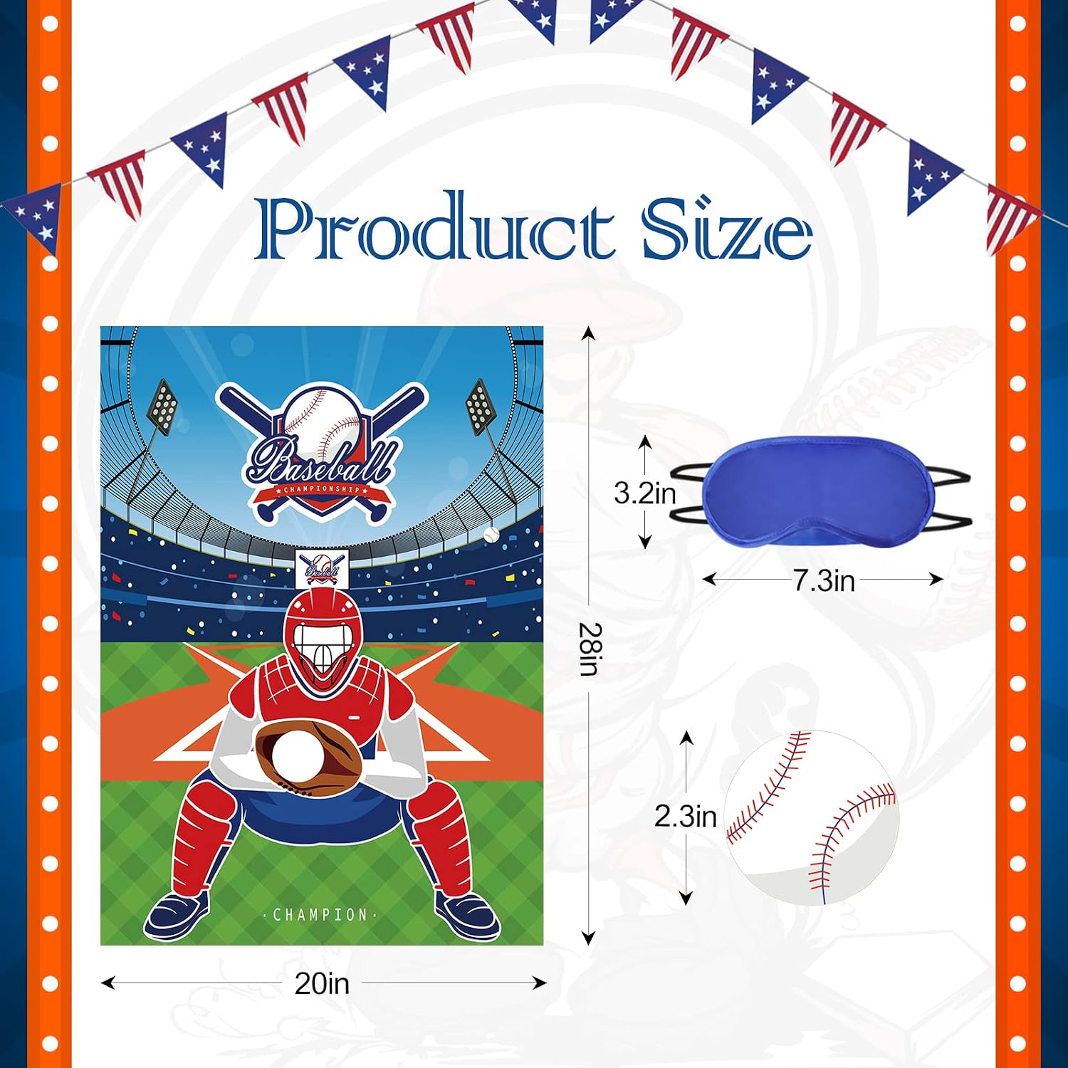 JOARHONAL Pin the Baseball on the Glove - Baseball Party Games for Kids 20" x 28" Baseball Game Poster with 24 Reusable Stickers Sport Themed Birthday Party Favor Sets