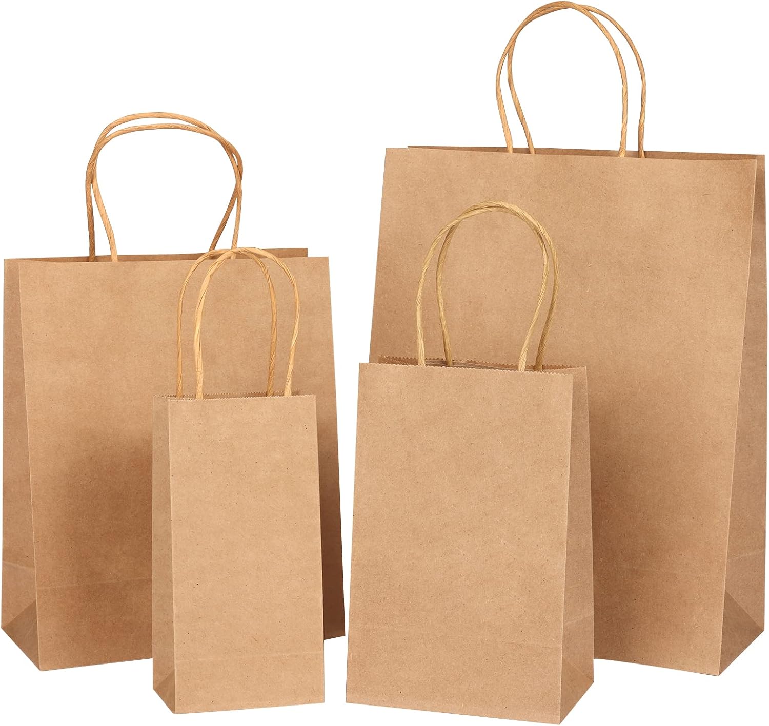 TOMNK 40pcs Brown Paper Bags with Handles Mixed Size Kraft Paper Bags, Gift Bags Bulk for Gifts, Shopping, Packaging, Merchandise, Grocery and Craft (4 Sizes)