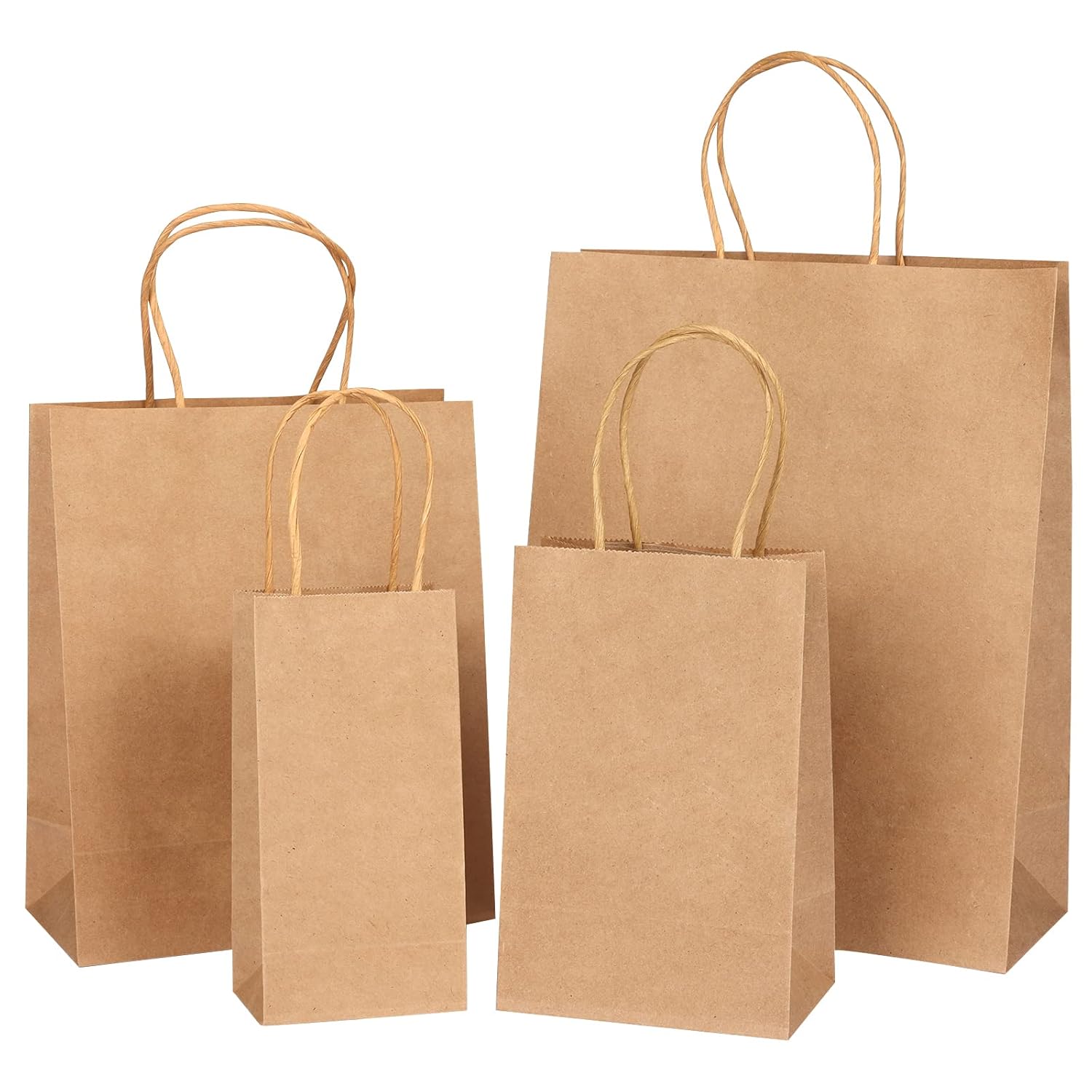 Tomnk 40pcs Kraft Paper Bags with Handles Mixed Size Bags Recyclable