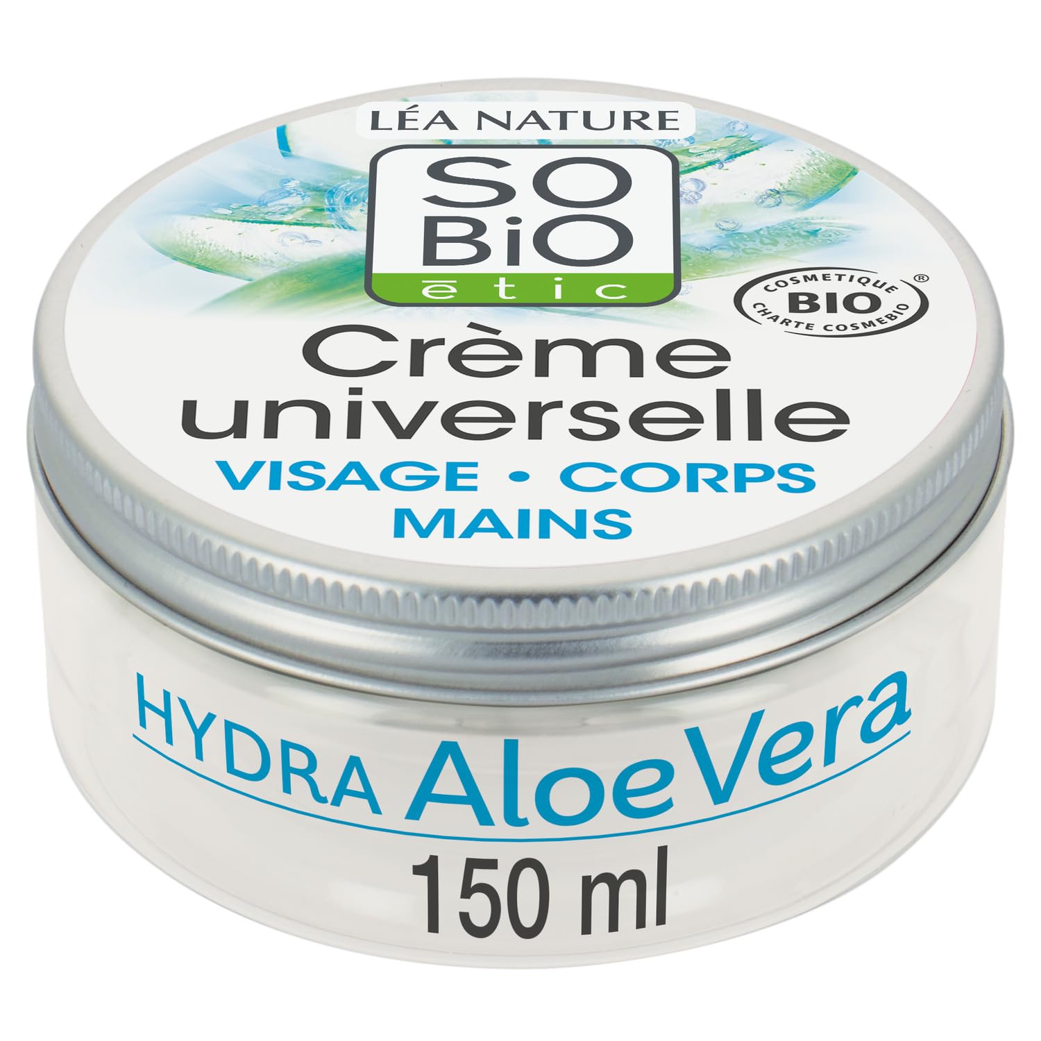 Hydratation longue durée pour tout le corps avec la Crème Universelle Aloe Vera Bio SO'BIO ETIC, format 150mL - Lot de 2