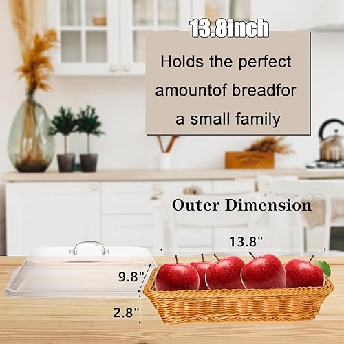 Miniatura 2 de DEAYOU Cesta de pan con tapa, cesta de mesa para servir alimentos, cesta de frutas para verduras, restaurante, exhibición, cocina, fiesta,