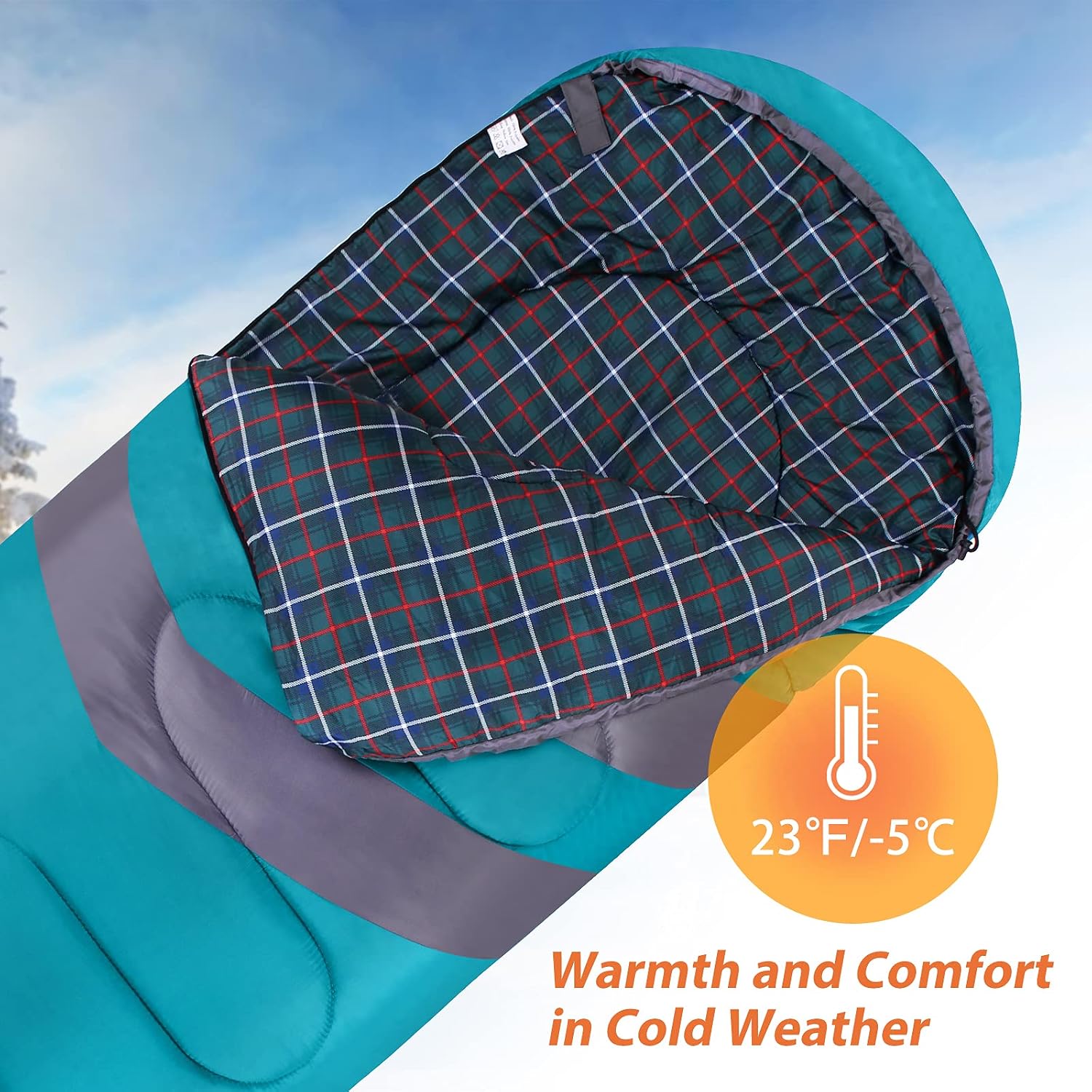 URPRO Sleeping Bag 3-4 Seasons Warm Cold Weather Lightweight, Portable, Waterproof Sleeping Bag with Compression Sack for Adults & Kids - Indoor & Outdoor: Camping, Backpacking, Hiking
