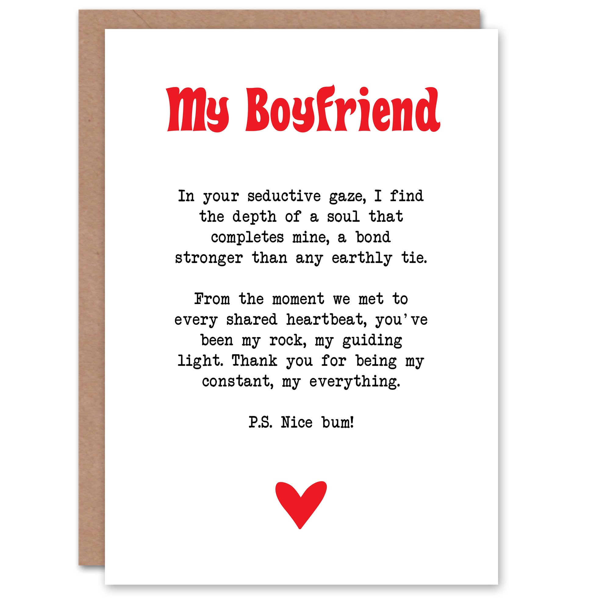 Artery8 Greeting Card Love Poem My Everything Boyfriend Romantic Poetry For Him Man Valentine's Day Card