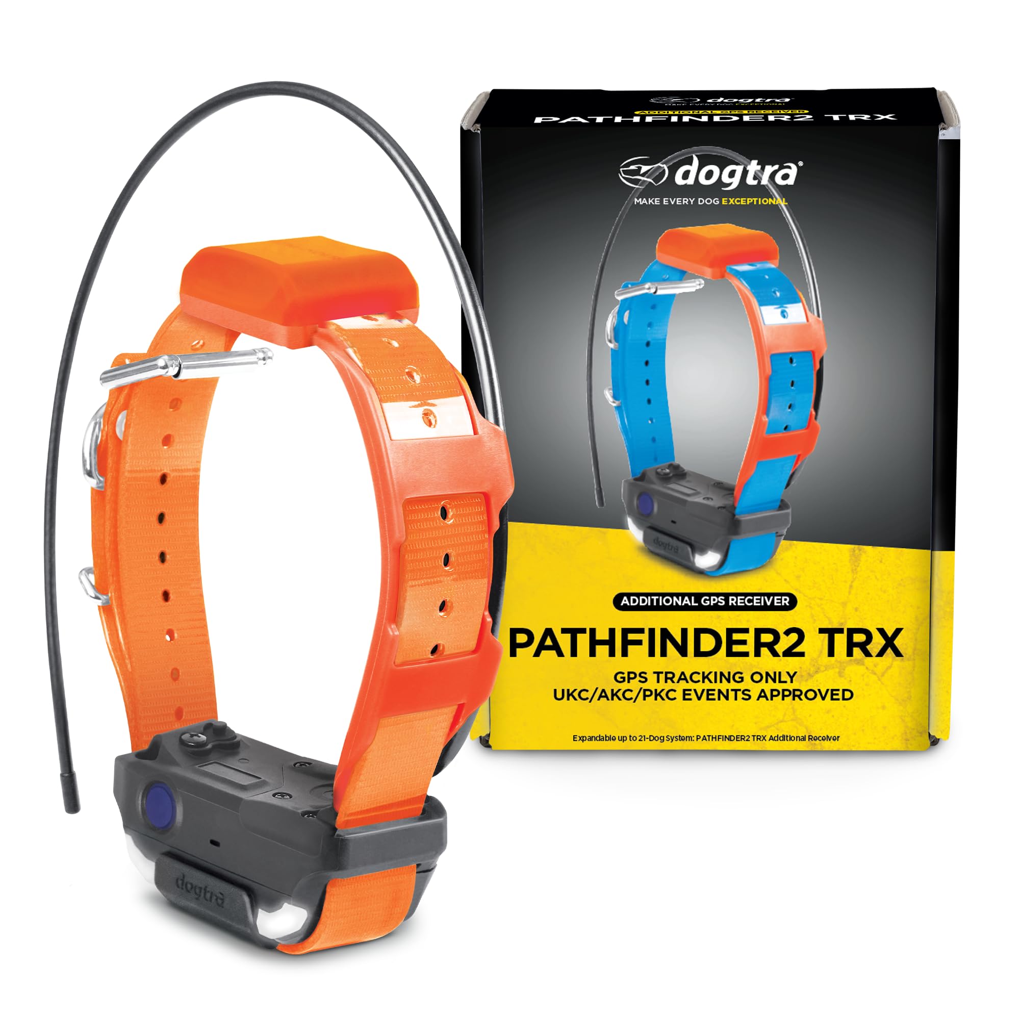 Dogtra Pathfinder 2 TRX Additional Receiver Only Dog GPS Tracker LED Light Orange Collar SmartWatch Compatible Rechargeable Waterproof Free Offline Maps No Monthly Subscription Fee Smartphone Required