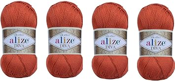 Hand Knitting Yarn 100% Microfiber Acrylic Yarn Alize Diva Silk Effect Thread Crochet Art Lace Craft Lot of 4 skeins 400gr 1532yds 36