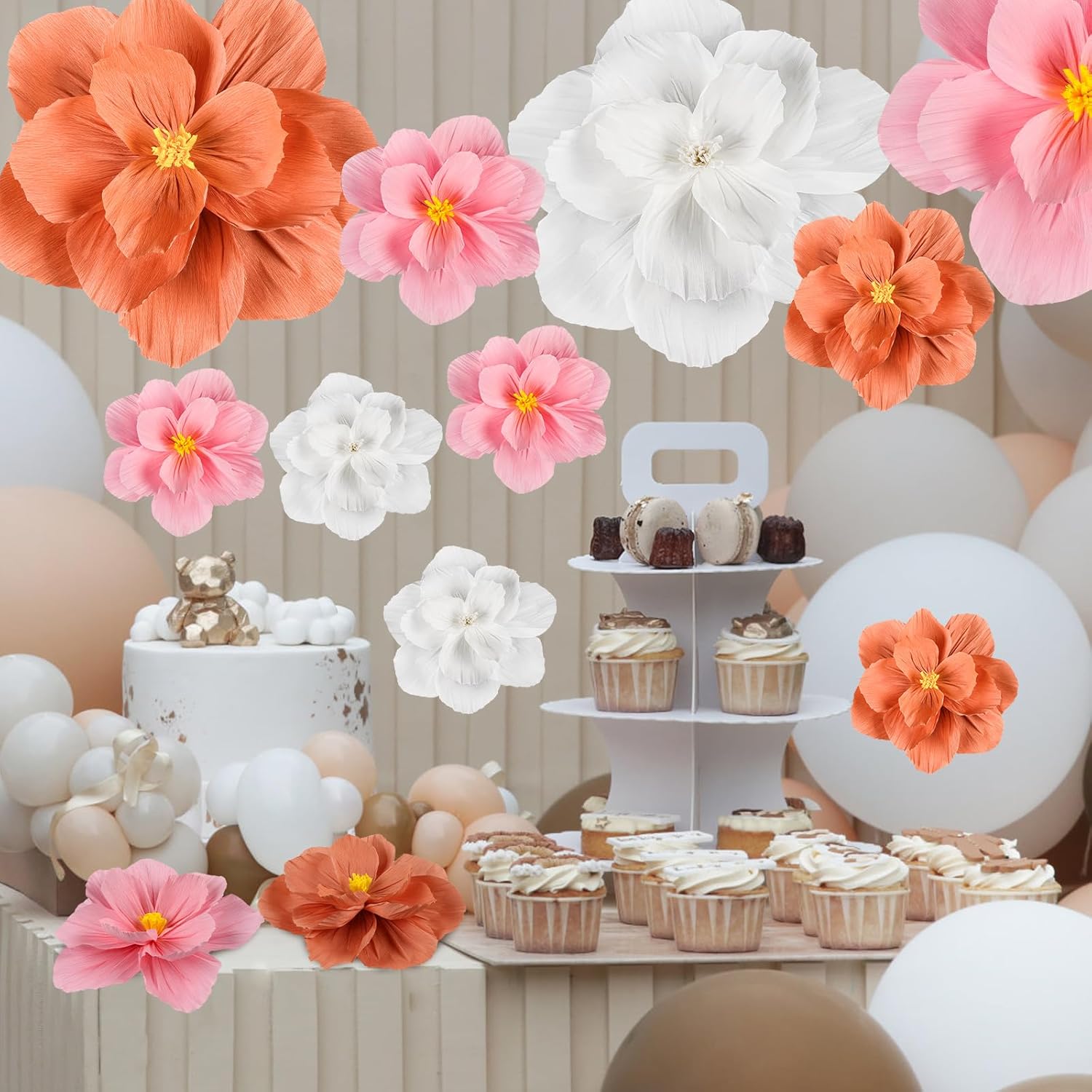 20 Pcs Giant Paper Flowers Decorations for Wall 24'' 12'' 8'' Large Colorful Tissue Paper Flowers Handcrafted Crepe Artificial Flower for Wedding Baby Shower Birthday Party Decor (Assorted Color)