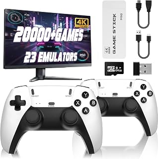 Mldnld Retro Konsole 23 Emulatoren über 20.000 integrierten Klassikern, 4K HDMI spielekonsole mit 2 kabellosen Controllern, Plug-and-Play-TV