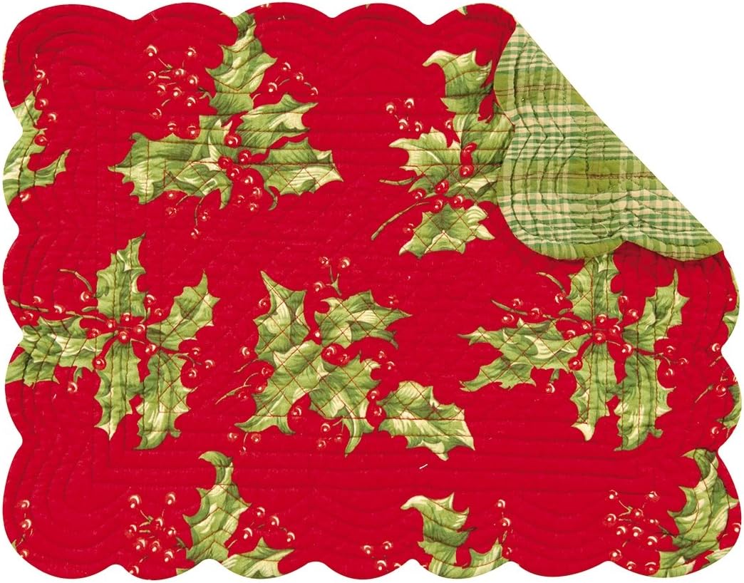 C&F Home, Set of 4 PCS Placemats,Holly Red Placemat