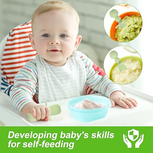 Miniatura 7 de 4 cucharas de silicona para bebés de 6 a 12 meses, sin BPA, cucharas de destete LED para bebés, cuchara de entrenamiento, utensilios de