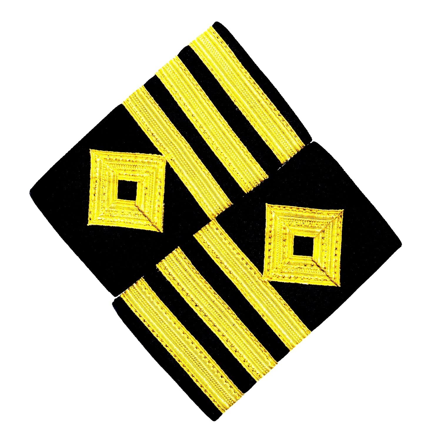 Soft Epaulettes | Uniform Accessory | Professional Emblem | Sturdy & Washable Gold Braid Shoulder Insignia For Ship Officer | Unisex Epaulet For Merchant Navy Chief Officer | Set 2