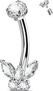 Piercing Ombelico OUFER In Acciaio Surgicale - CZ Argento, 14G, 10 Mm, Per Donna - Foto 4