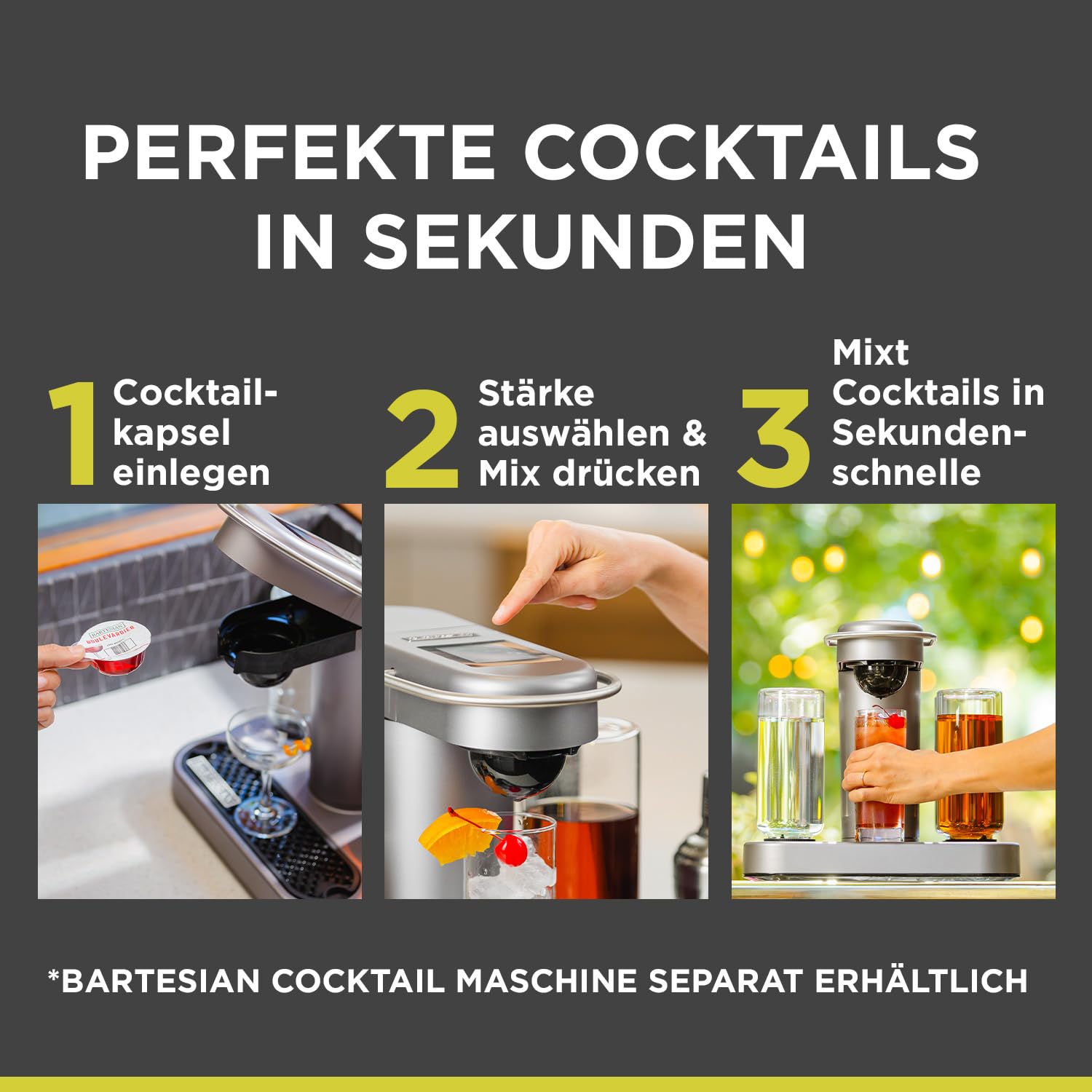 Bartesian Pineapple Margarita Cocktail Mix - Mixer Zutaten für Tequila Cocktail - Getränke Pods für Bartesian Cocktail Maschine - Alkoholfreie Mixer zum Mischen mit Spirituosen - Set mit 8 Kapseln