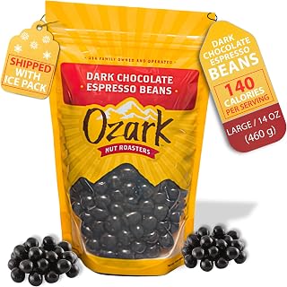 OZARK NUT ROASTERS, Dark Chocolate Espresso Beans, Coffee-Flavored Snacks, World-Class Gourmet Dark Chocolate Coffee Beans, 14 oz, Pack of 1