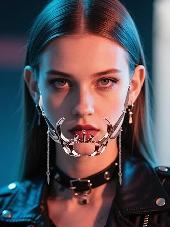 Cyber Punk Half Mask for Women Men Y2K Metal Face Mask Liquid Irregular Cyborg Face Chain Cosplay Jewelry Gifts