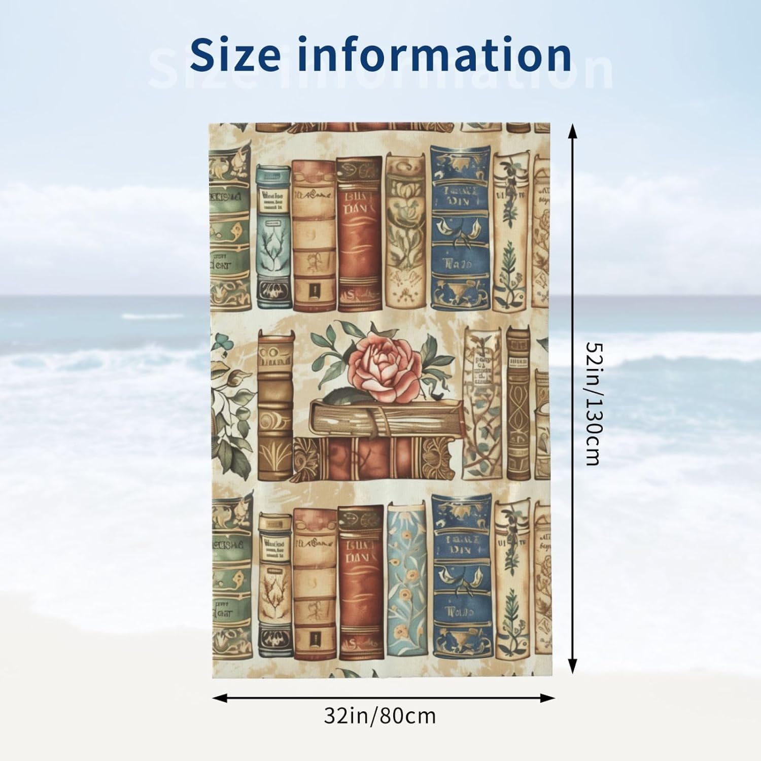 Microfiber Beach Towel, Rose Book Beach Towels 32x52in,Quick Dry, Sand Free, Ultra Soft & Oversized Towel for Travel, Outdoor, Bathroom, Swimming - Ideal for Pool, Camping, Yoga, or Gift Decor