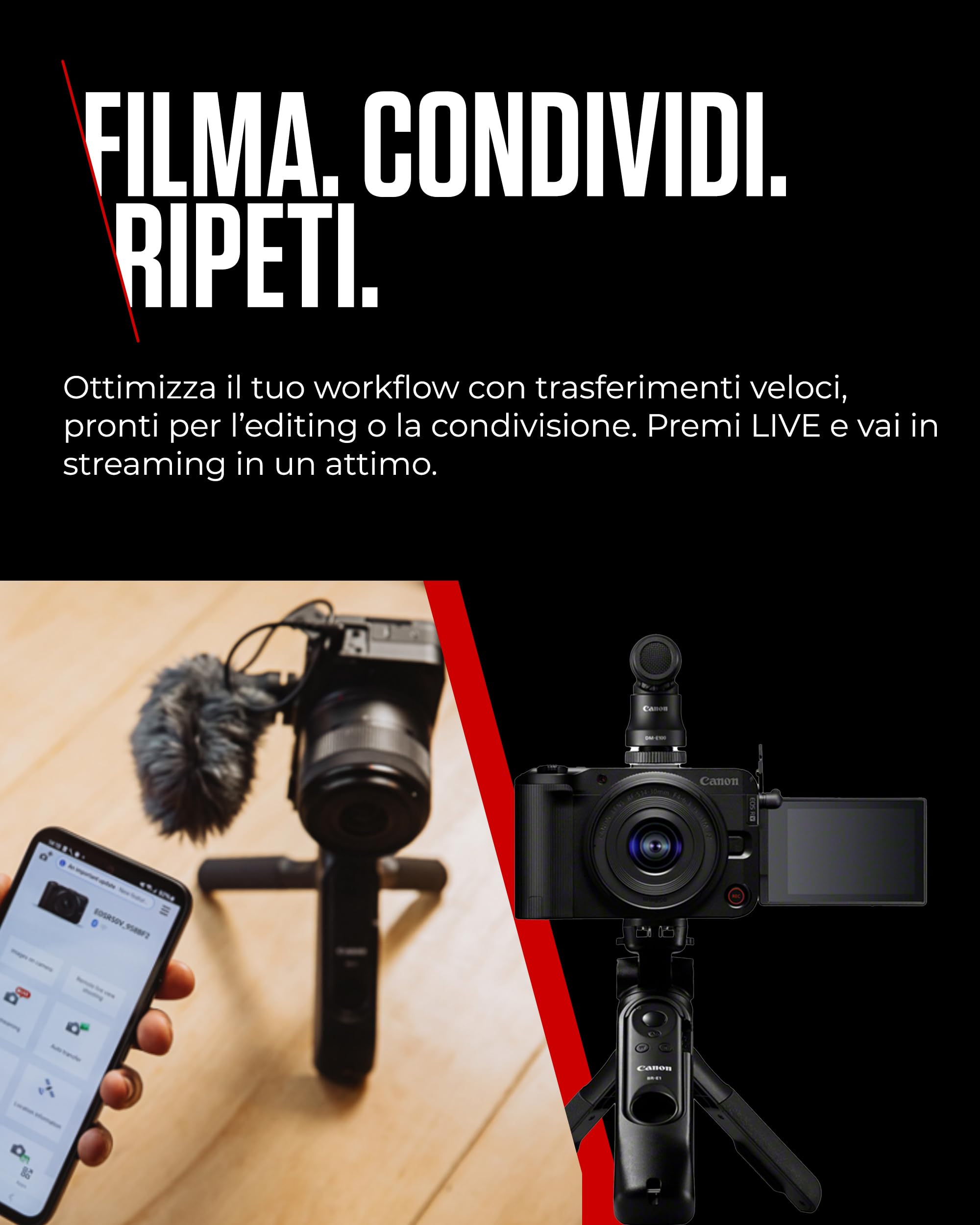 Canon EOS R50 V Content Creator Kit – Vlog-Kamera, kompatibel mit Canon RF-Objektiven | Content Creator Equipment für Vlogging & Reisen | Bluetooth-fähig