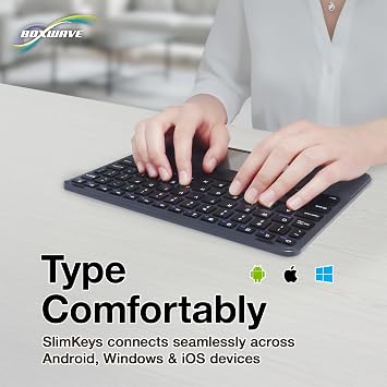 BoxWave Keyboard Compatible with Munisosa A25 Ultra - SlimKeys Bluetooth Keyboard with Trackpad, Portable Slim TouchPad - Jet Black