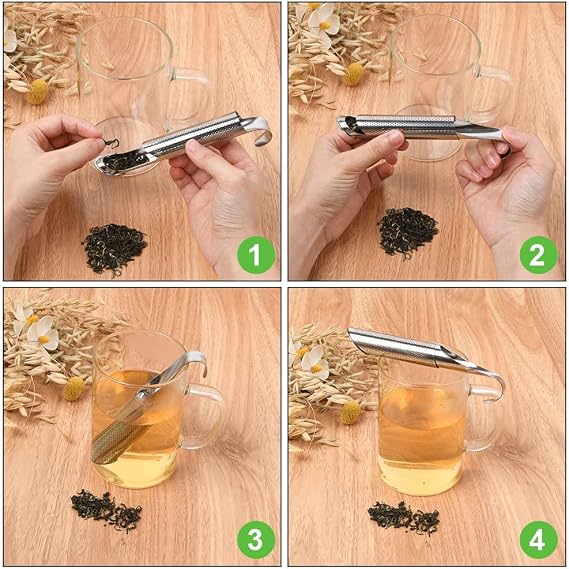 Vicloon çay demlik paslanmaz çelik, 2 parça ince örgü çay sopa gevşek çay (detoks çayı, Darjleeg çay, mate çay)