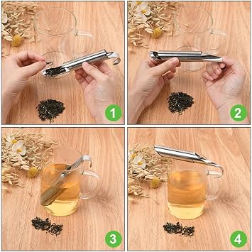 Vicloon çay demlik paslanmaz çelik, 2 parça ince örgü çay sopa gevşek çay (detoks çayı, Darjleeg çay, mate çay)