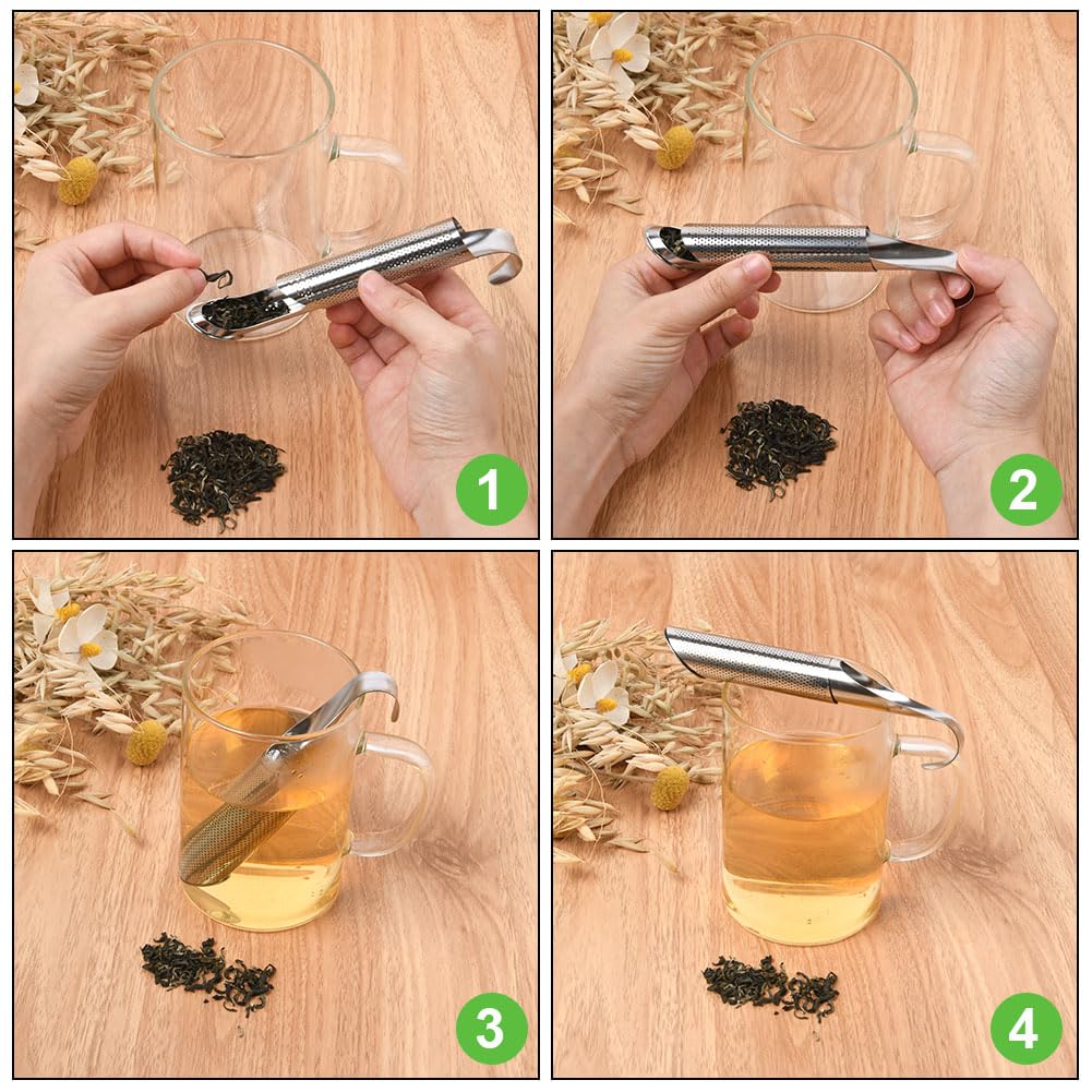 Vicloon Infusor de Té de Acero Inoxidable, 2 Piezas Hoja de Té Colador de Té, Filtro de té de Hojas Sueltas, Infusor de Té Tubo, Filtros de Té para Tè de Hojas Sueltas y Especias, Colador de té