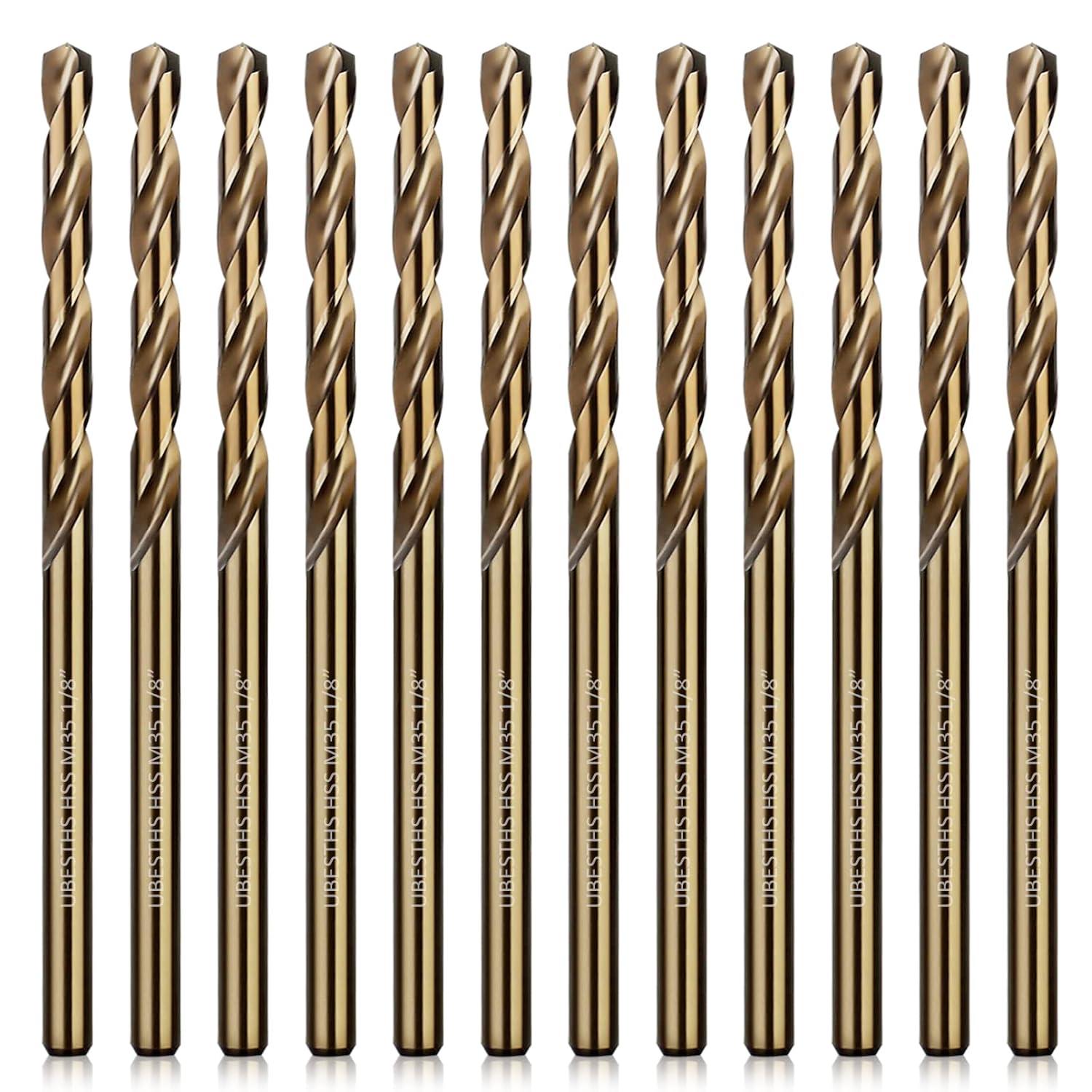 1/8" Cobalt Drill Bits 12Pcs, M35 HSS Metal Drill Bit Set with Storage Case for Hard Metal, Stainless Steel, Cast Iron