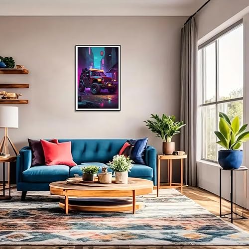 Miniatura 4 de GJPAHGYNP Kit de pintura de diamantes Cyberpunk para vehículos todoterreno, kits de arte de diamantes con temática retro para adultos, pintura con