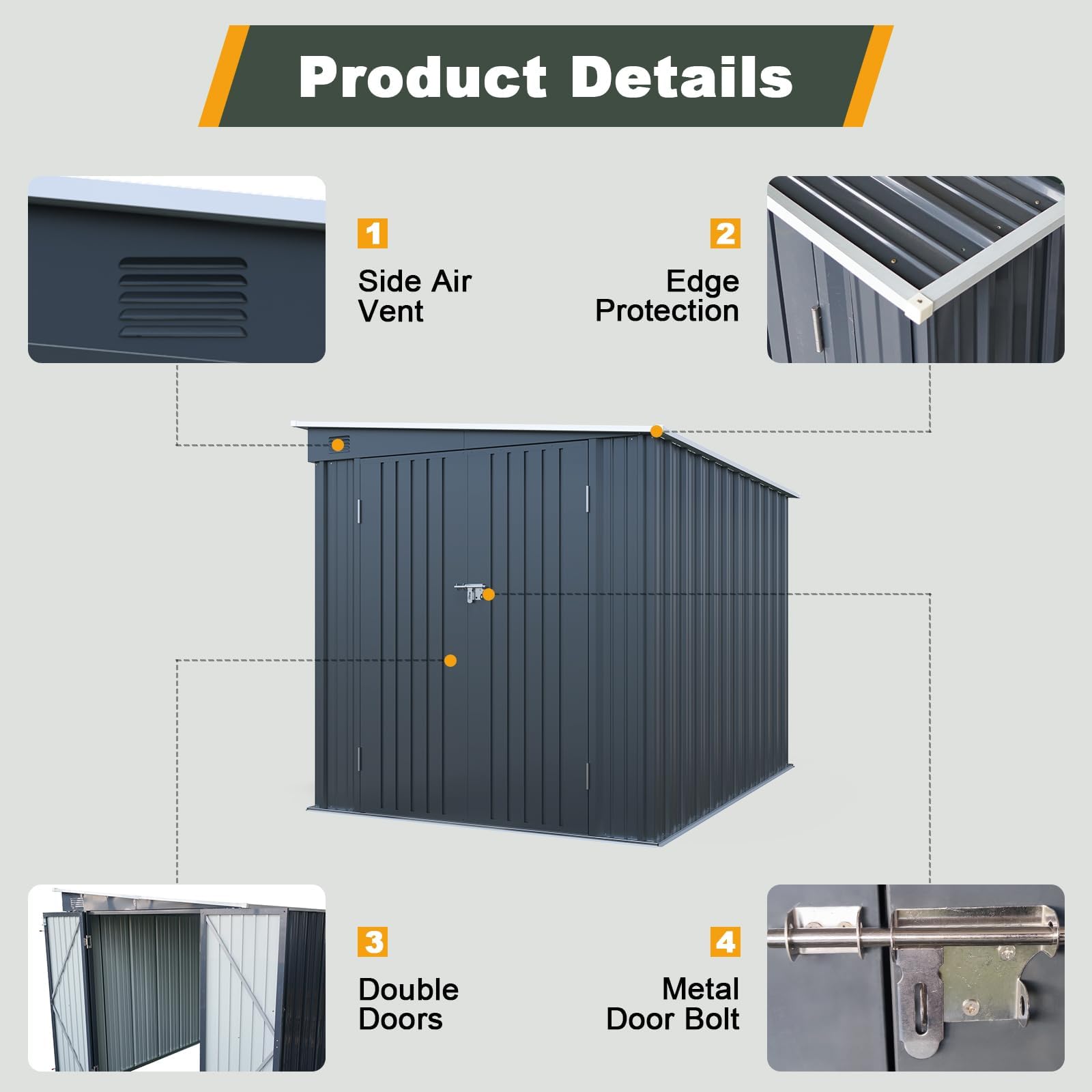 Amazon.com : Jaxenor 6x8 FT Metal Shed with Skylight, Lean to
