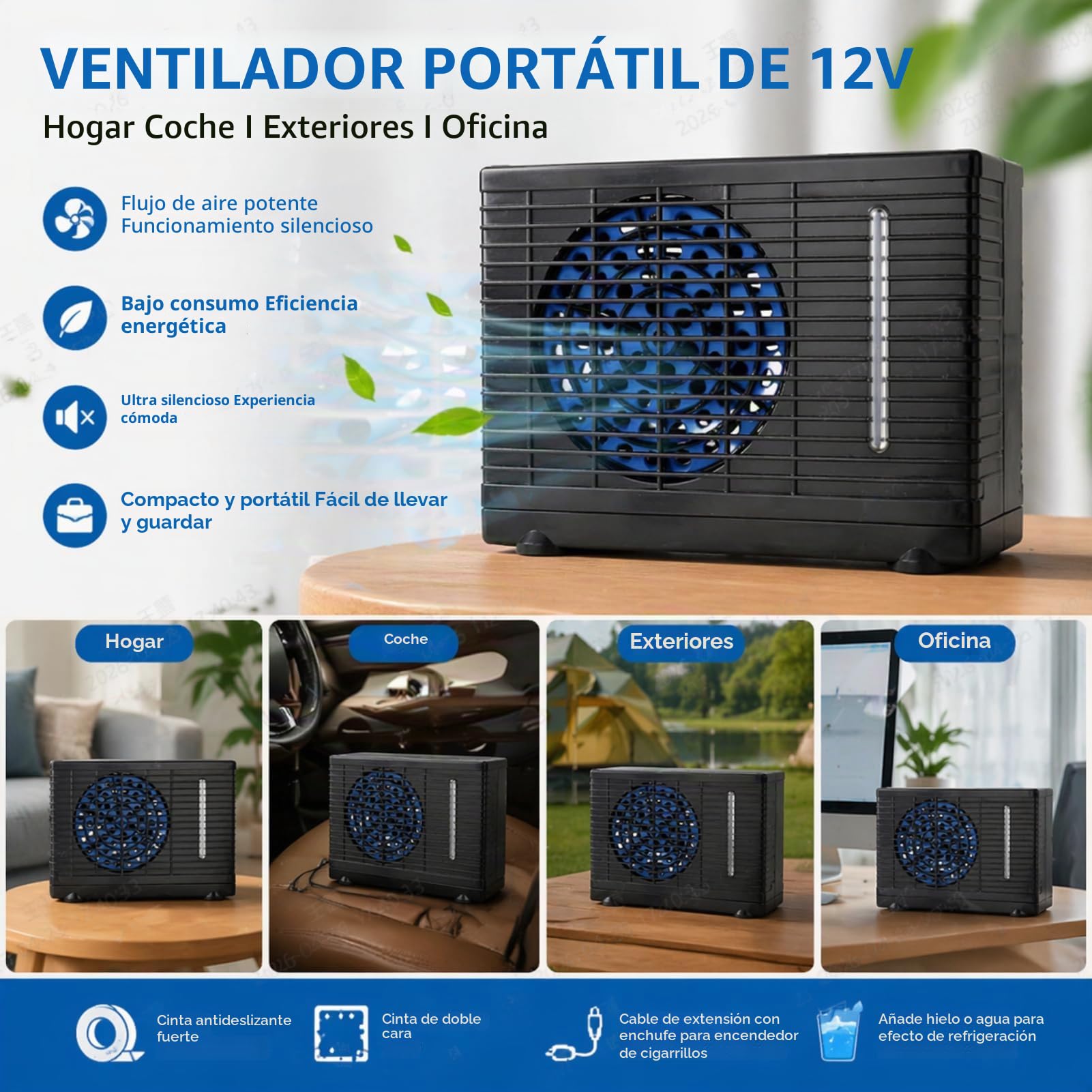 Yosoo 12V Portátil Mini Aire Acondicionado Evaporativo Enfriador de Agua Ventilador de Refrigeración para Hogar Casa Coche Automóvil Camión