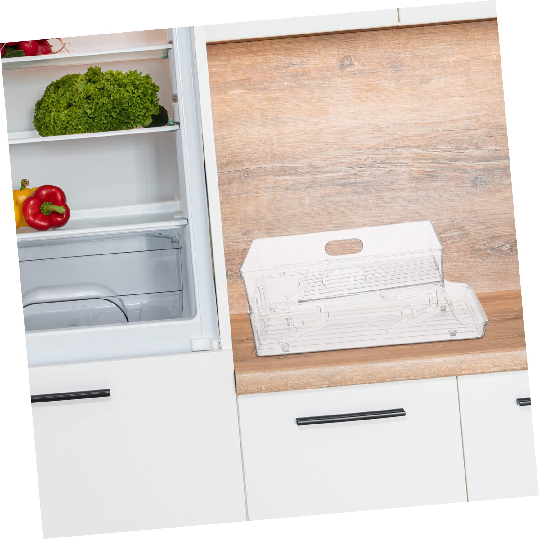 MAGICLULU Getränkeorganizer aus Transparentem Material für Dosen und Getränke Rollbar und Vielseitig Einsetzbar im Kühlschrank Küche und Büro