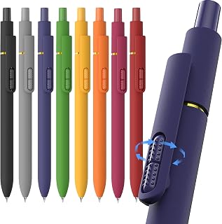 8Pcs Gel Pens - 0.5mm Black Ink Pens Fine Point Smooth Writing, Quick Drying Retractable Pen for Journaling, Cute School & Office Supplies