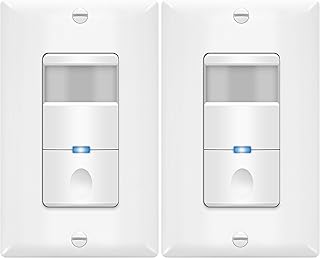 TOPGREENER Motion Sensor Switch, PIR Sensor Light Switch, Occupancy & Vacancy Modes, No Neutral Wire Required, Ground Wire Required, 4A, 250W LED/CFL, Single Pole, TDOS5-J-W-2PCS, White, 2 Pack