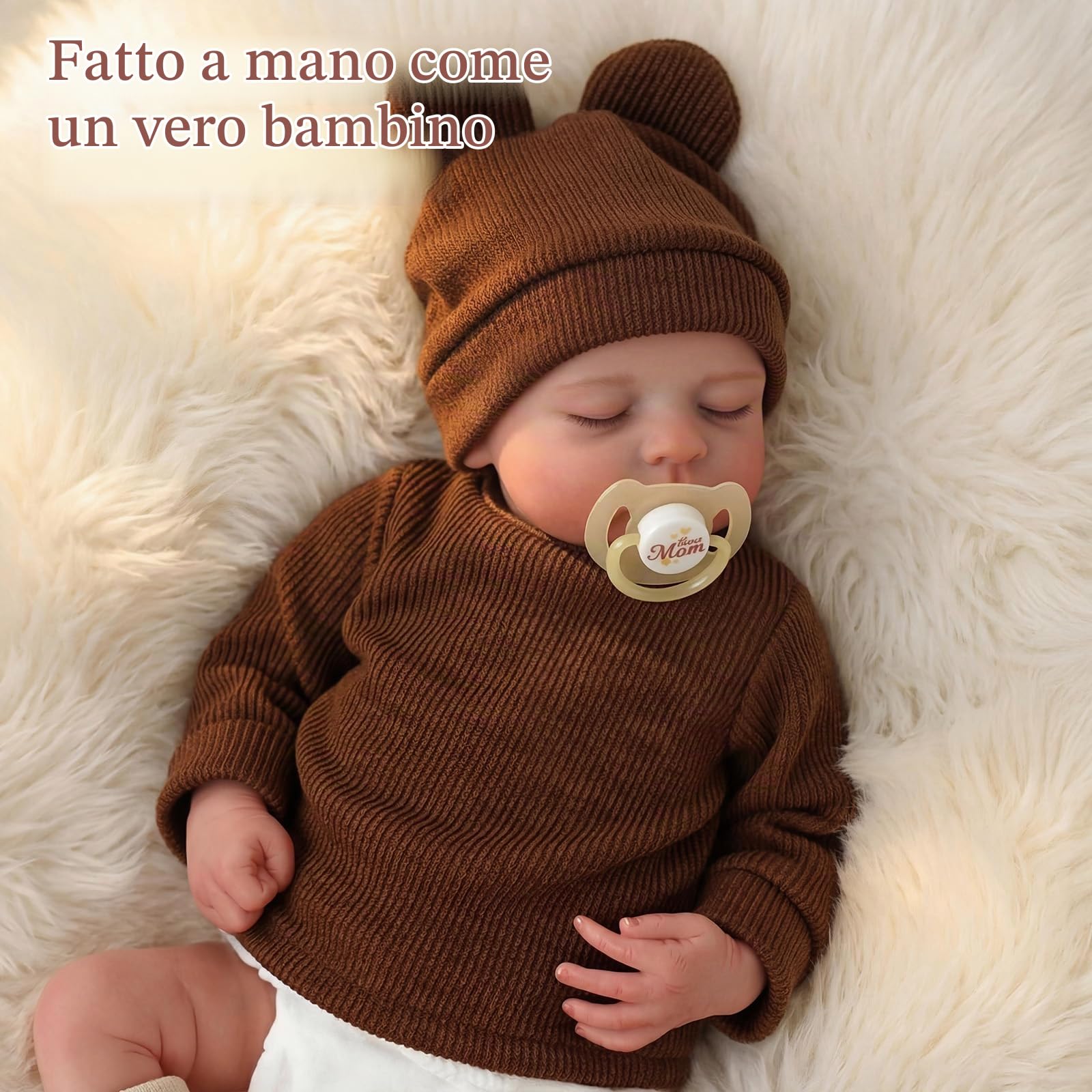 BABESIDE Bambole Reborn Maschio – 17 Pollici Bambola Realistica con Corpo in Stoffa, Reborn Neonato con Abiti e Accessori per Bambini dai 3 Anni in Su