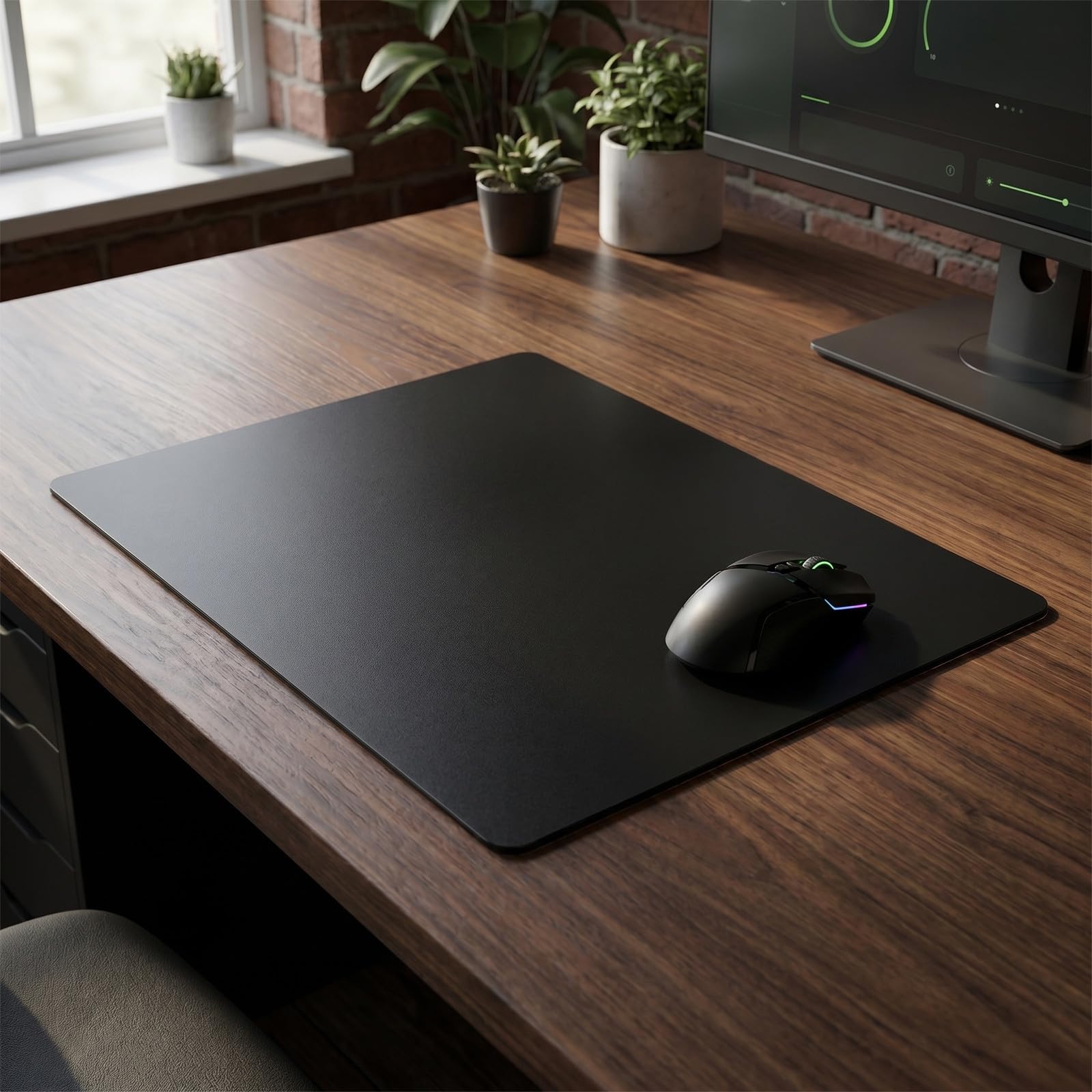 Tofficu Tappetino per Mouse da Gioco Vetro Temperato, Base in Silicone Spesso Antiscivolo, Controllo Accurato della Velocità, Superficie Liscia e Bordo Arrotondato per Comfort Durante