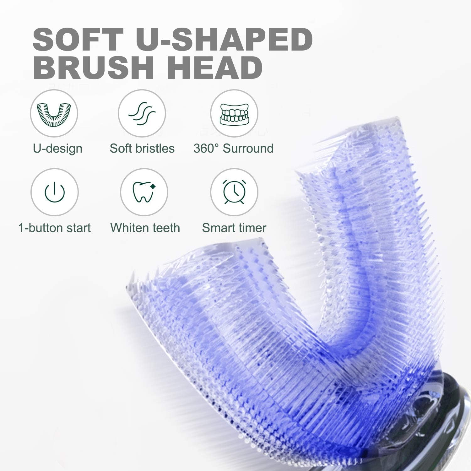 U Shaped Electric Toothbrush, Ultrasonic Automatic Whitening Massage Toothbrush for Adults and Elder with 3 Cleaning Modes(Color:White) : Beauty & Personal Care