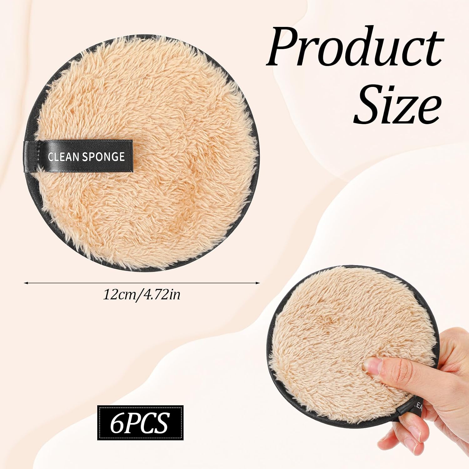 JJUNW 6Pcs Reusable Makeup Remover Pads, Reusable Face Pads, Soft Cotton Rounds Eye Makeup Remover Pad, Exfoliating Cotton Rounds for All Skin Types Facial Cleansing