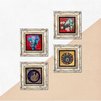 Pinecone Stone Fil, Kuş, Tavus Kuşu, Nazar Taş Duvar Tablosu - Çerçeveli Taş Tablo - Dekoratif Duvar Sanatı - Modern Ev ve Ofis Duvar Dekoru T4-333