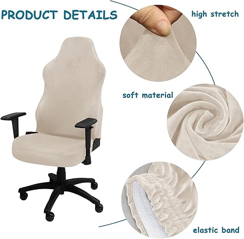 Miniatura 2 de HAOYONG Funda para silla de videojuegos, de terciopelo, elástica, para silla de computadora, funda para silla de jefe, funda universal giratoria