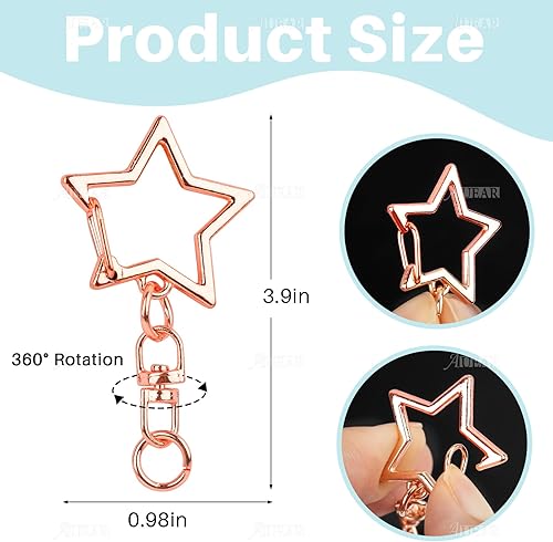 Miniatura 10 de AUEAR, Llavero Metal Spring Snap para DIY Llavero Colgante Hebilla y Bolsa Accesorios Creativo Llavero Pentagrama, Paquete de 30, Metal Plateado