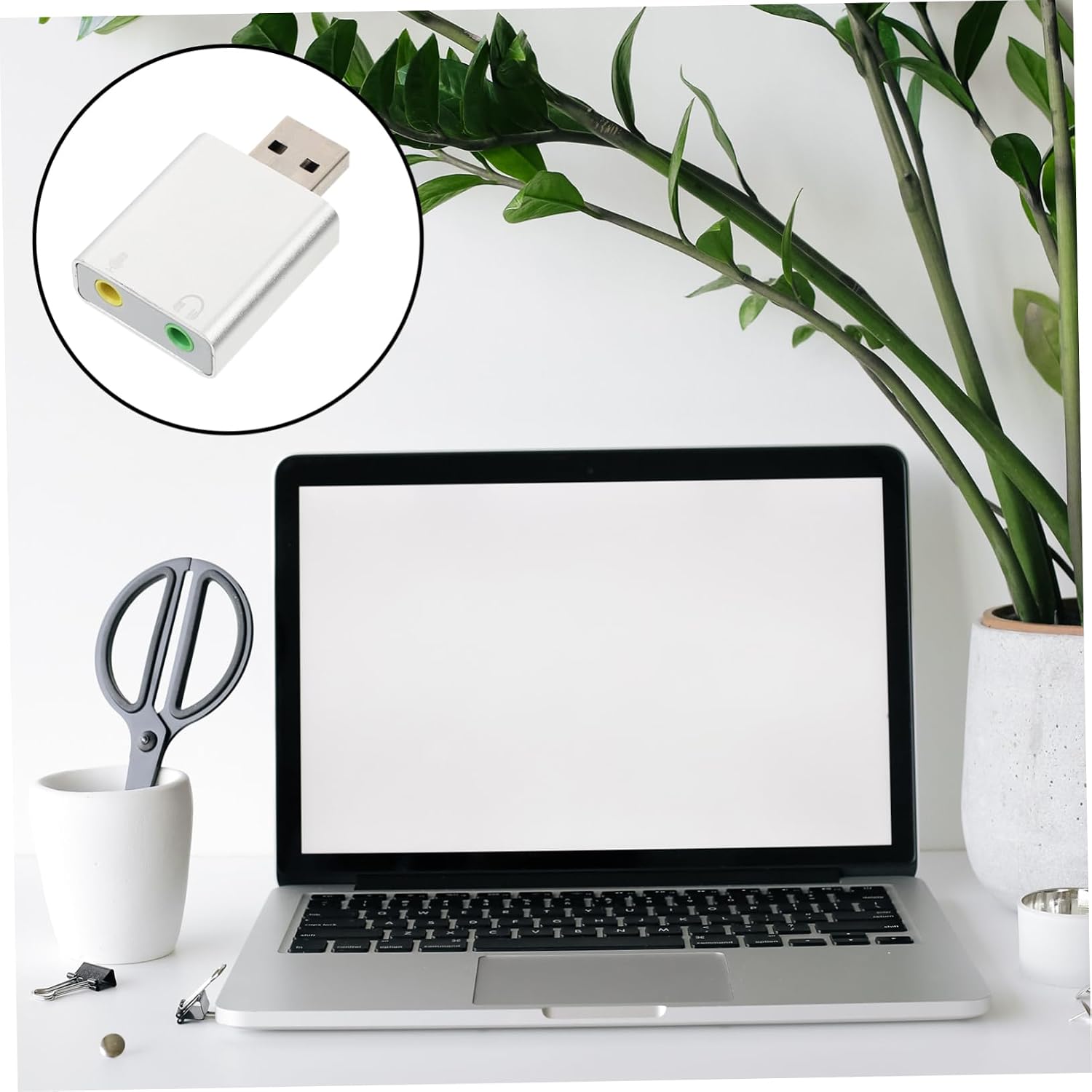 Aluminum USB External Sound Card Adapter Surround Audio Converter with Headphone and Microphone Jack Compatible with USB Audio Devices for Laptop Desktop
