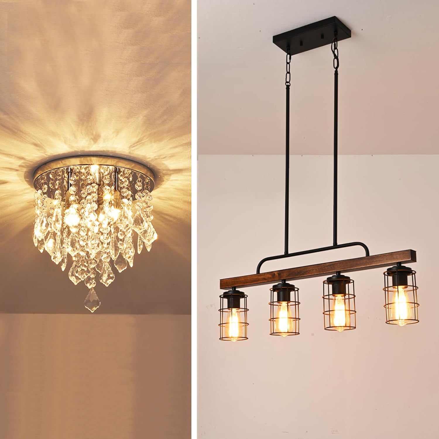 Wood Linear Rustic Chandelier Pendant Lighting