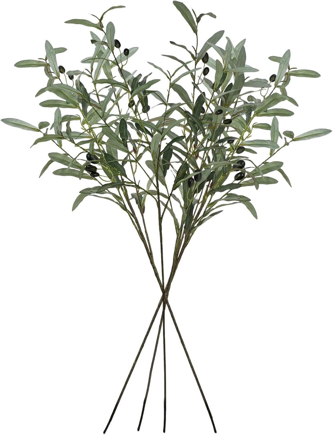 SNAIL GARDEN 4 Pack 41.3in Faux Olive Branches with Flocked Realistic Leaves,Large Tall Artificial Greenery Stems, 216 Leaves Green Olive Branch Stems, Olive Branches for Vases Home Wedding Decor