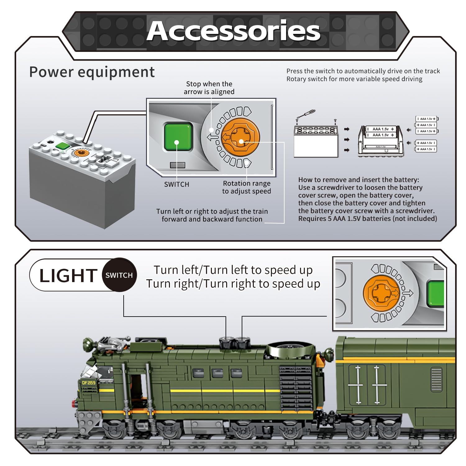 Military Train Building Kit, Compatible with Lego Military Army Train Building Block with Lights, Missiles, Trucks and Train Tracks, Gift for Military Lovers, Teens and Adults (1174 Pieces)