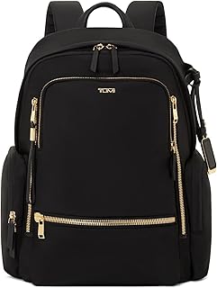 TUMI Voyageur Celina Backpack - Women's Work and Travel Bag - 16.0" X 10.6" X 6.5" - Holds Up to 16" Laptop - Black & Gold Hardware