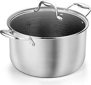 KOCH SYSTEME CS Tri-ply Stainless Steel Stock Pot, 8-Quart Nonstick Hybr...