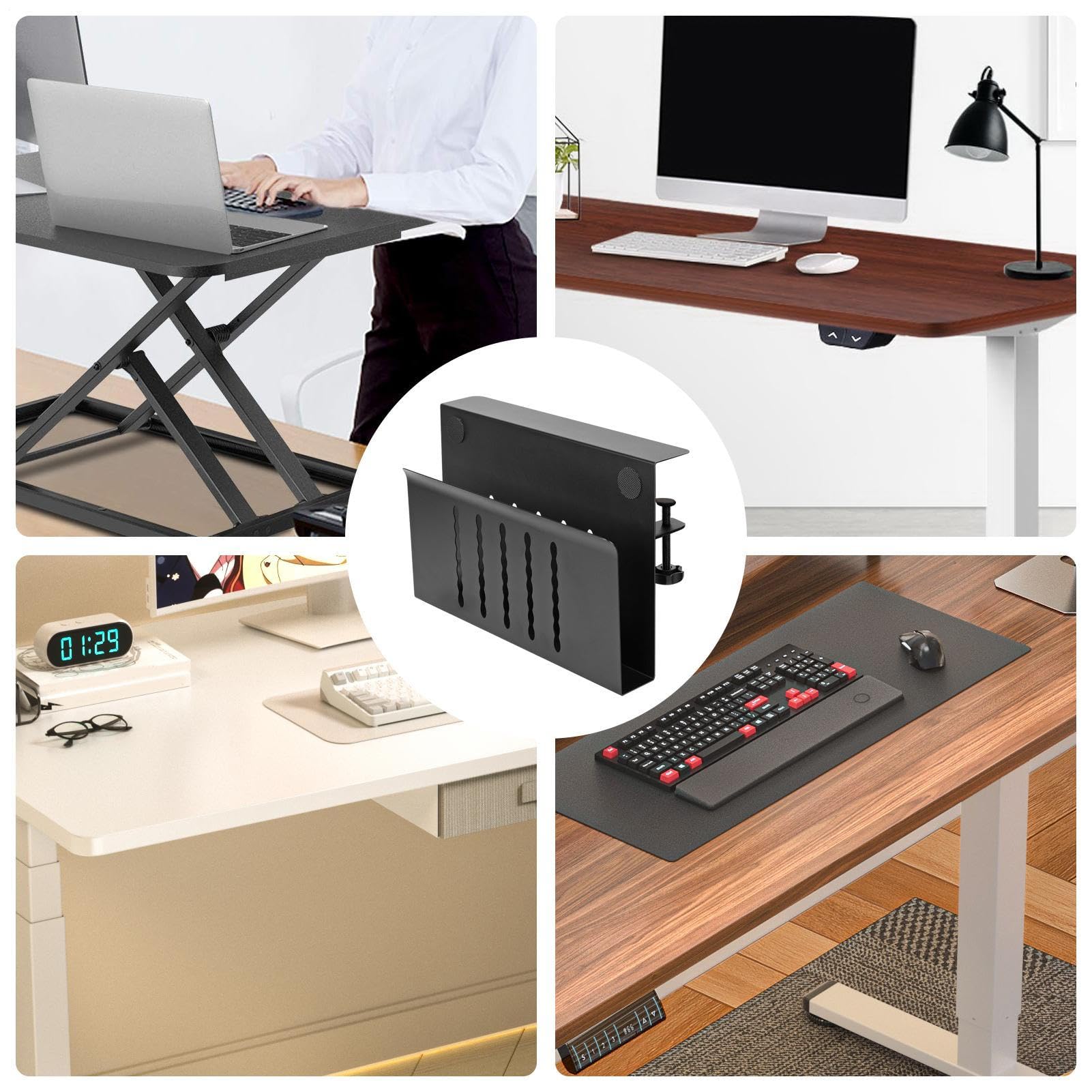 Supporto verticale per computer portatile in lega di alluminio | dissipazione del calore sotto la scrivania, supporto per laptop, senza foratura, supporto laterale per camera da, studio