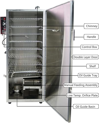 Miniatura 4 de CLIVIA Ahumador vertical eléctrico, horno digital de 9 capas para barbacoa al aire libre con temperatura ajustable y controlador de tiempo, cocción