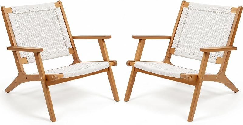 Devoko Patio Chairs, Adirondack Chairs Set of 2 Outdoor Chairs (Beige)