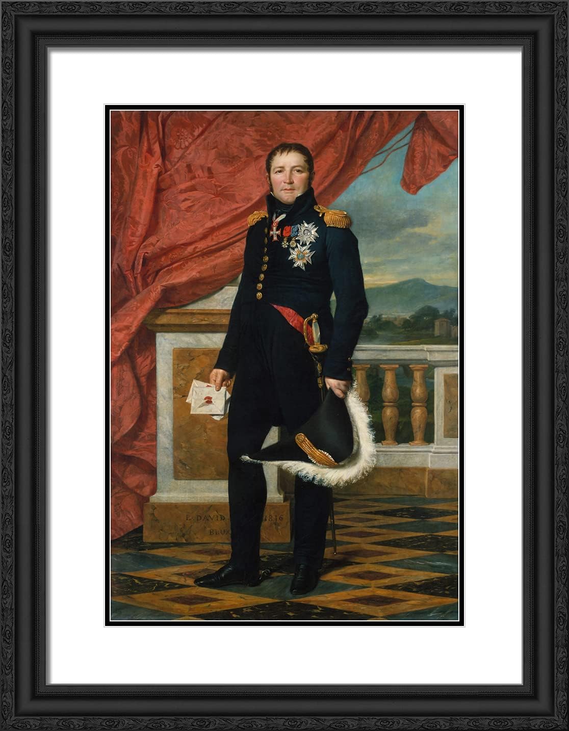 ArtDirect David, Jacques-Louis 19x24 Black Ornate Framed Art Print with Double Matting Titled: David Etienne Maurice Gerard